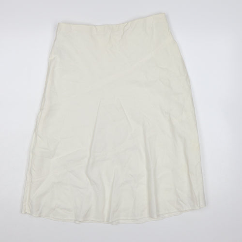 Marks and Spencer Women Ivory Linen Blend A-Line Skirt Size 12