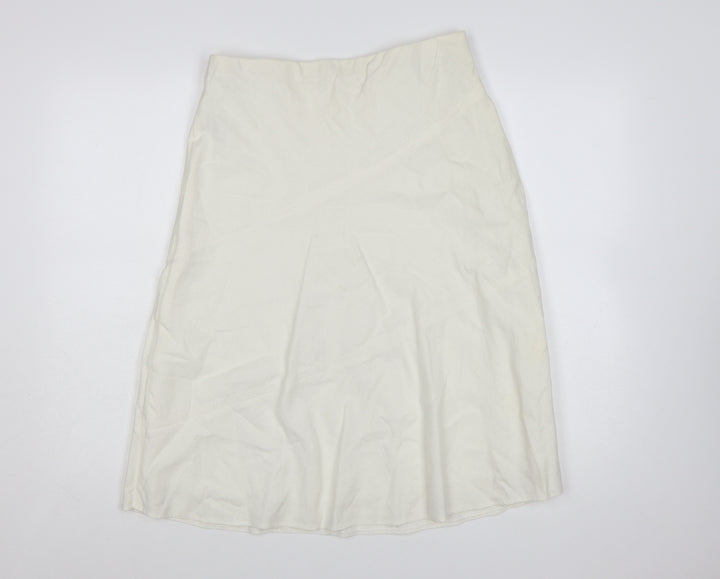 Marks and Spencer Women Ivory Linen Blend A-Line Skirt Size 12