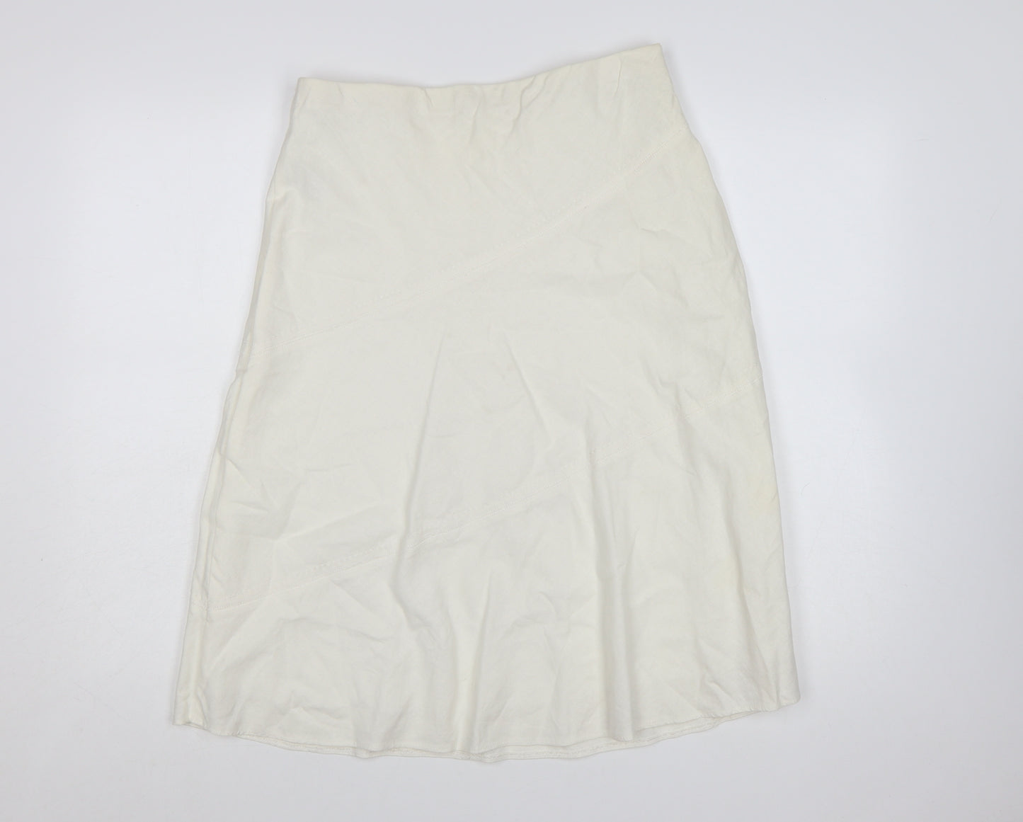 Marks and Spencer Women Ivory Linen Blend A-Line Skirt Size 12