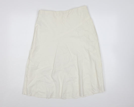 Marks and Spencer Women Ivory Linen Blend A-Line Skirt Size 12