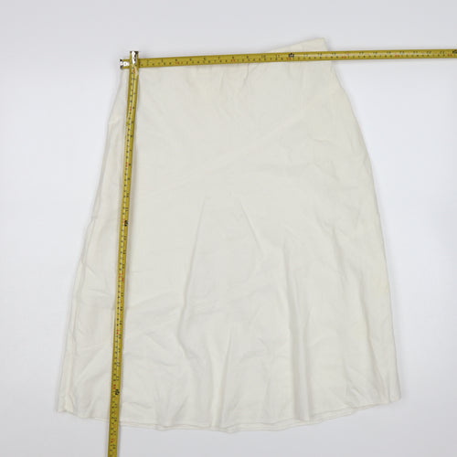 Marks and Spencer Women Ivory Linen Blend A-Line Skirt Size 12