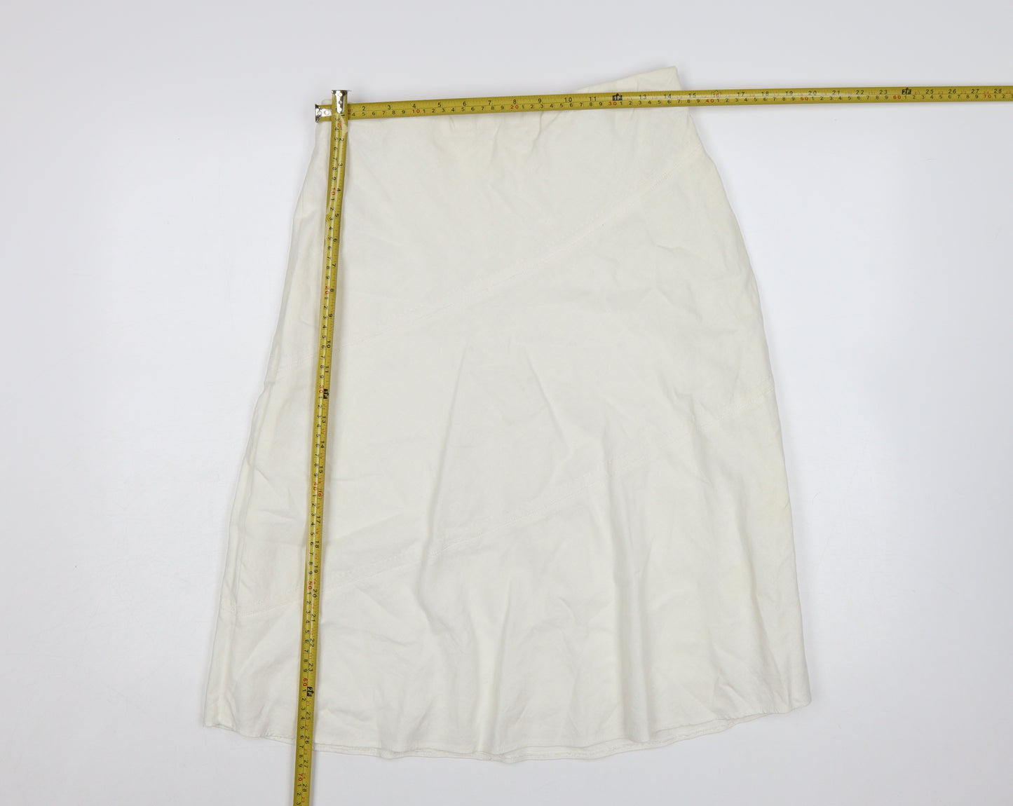 Marks and Spencer Women Ivory Linen Blend A-Line Skirt Size 12