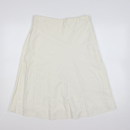 Marks and Spencer Women Ivory Linen Blend A-Line Skirt Size 12