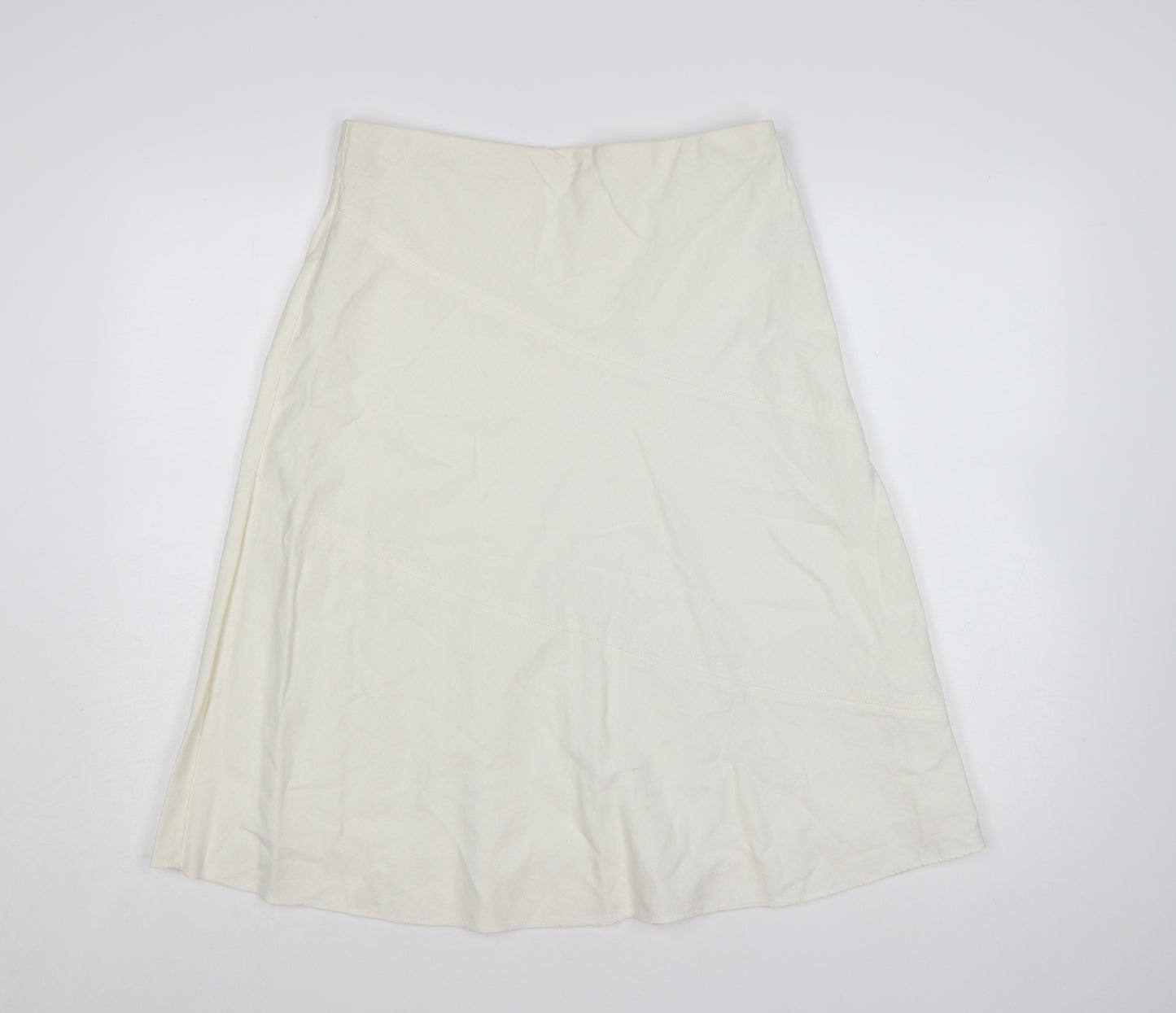 Marks and Spencer Women Ivory Linen Blend A-Line Skirt Size 12