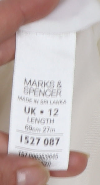 Marks and Spencer Women Ivory Linen Blend A-Line Skirt Size 12