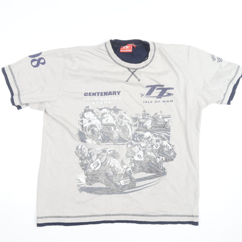 TT Isle of Man Mens Grey 2XL Motorcycle Racing Graphic T-Shirt
