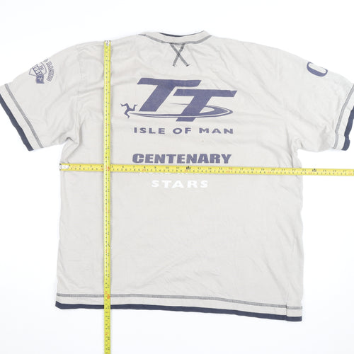 TT Isle of Man Mens Grey 2XL Motorcycle Racing Graphic T-Shirt