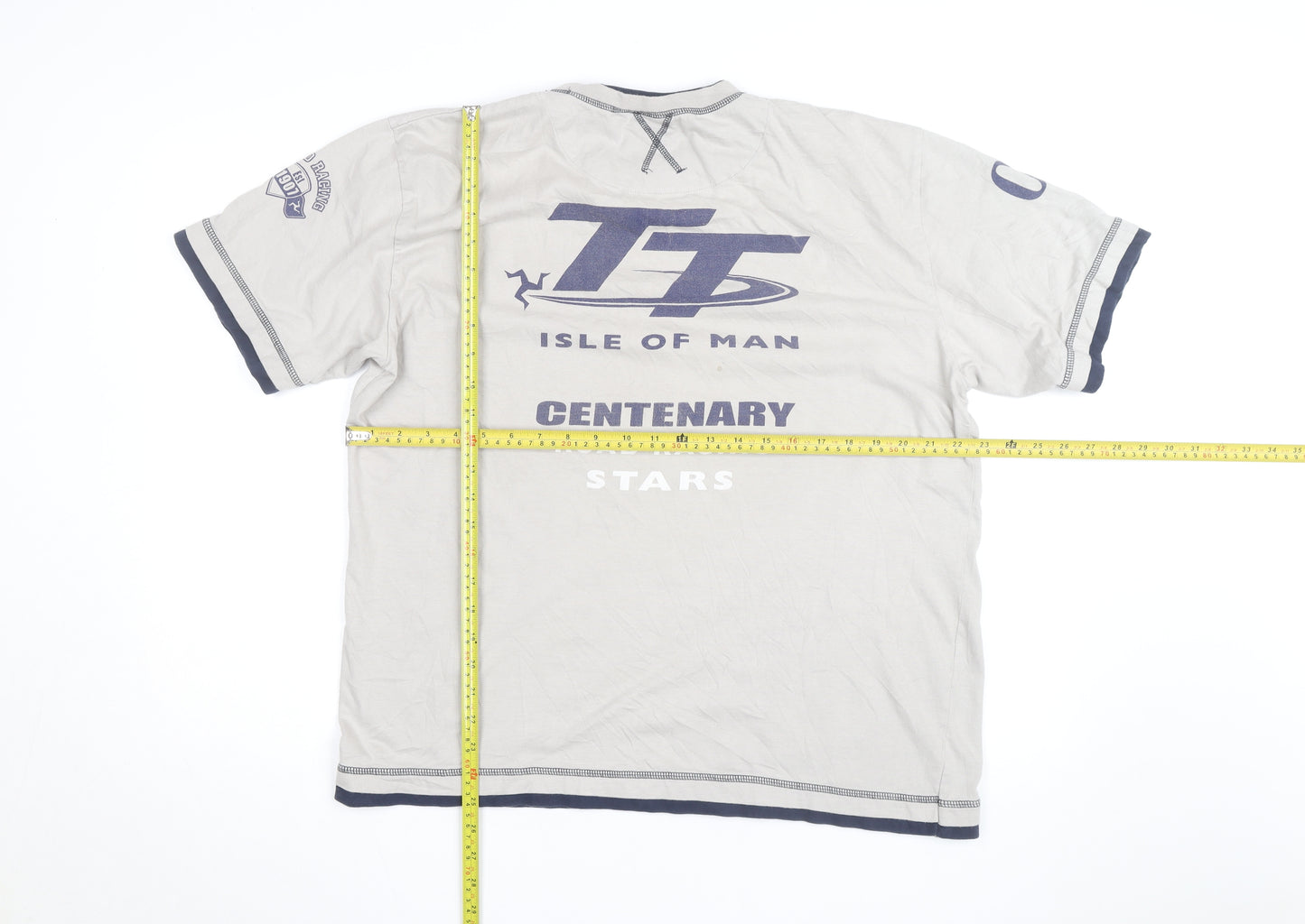 TT Isle of Man Mens Grey 2XL Motorcycle Racing Graphic T-Shirt