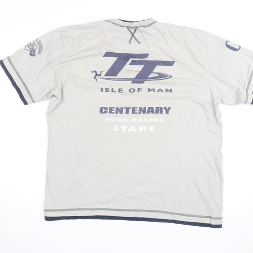 TT Isle of Man Mens Grey 2XL Motorcycle Racing Graphic T-Shirt