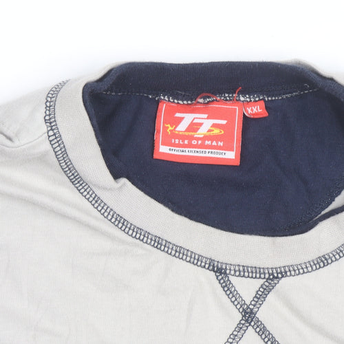 TT Isle of Man Mens Grey 2XL Motorcycle Racing Graphic T-Shirt