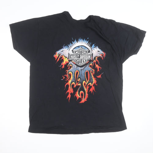 Hanes Harley-Davidson Men's Black XL Flame Graphic Biker T-Shirt