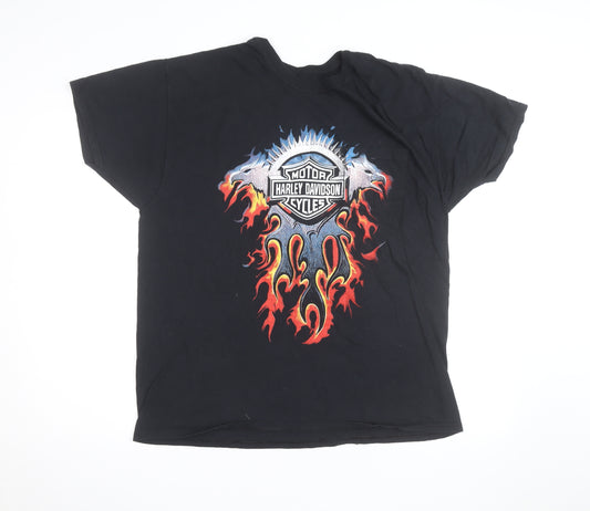 Hanes Harley-Davidson Men's Black XL Flame Graphic Biker T-Shirt