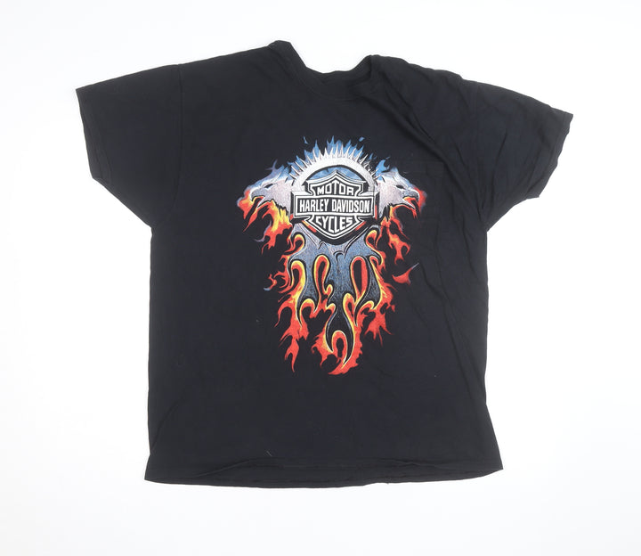 Hanes Harley-Davidson Men's Black XL Flame Graphic Biker T-Shirt