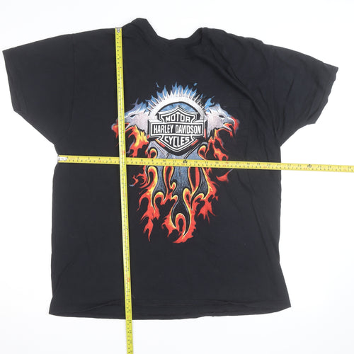 Hanes Harley-Davidson Men's Black XL Flame Graphic Biker T-Shirt