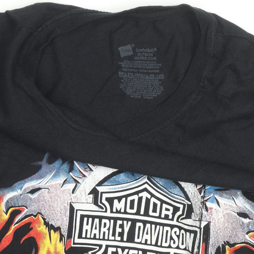 Hanes Harley-Davidson Men's Black XL Flame Graphic Biker T-Shirt