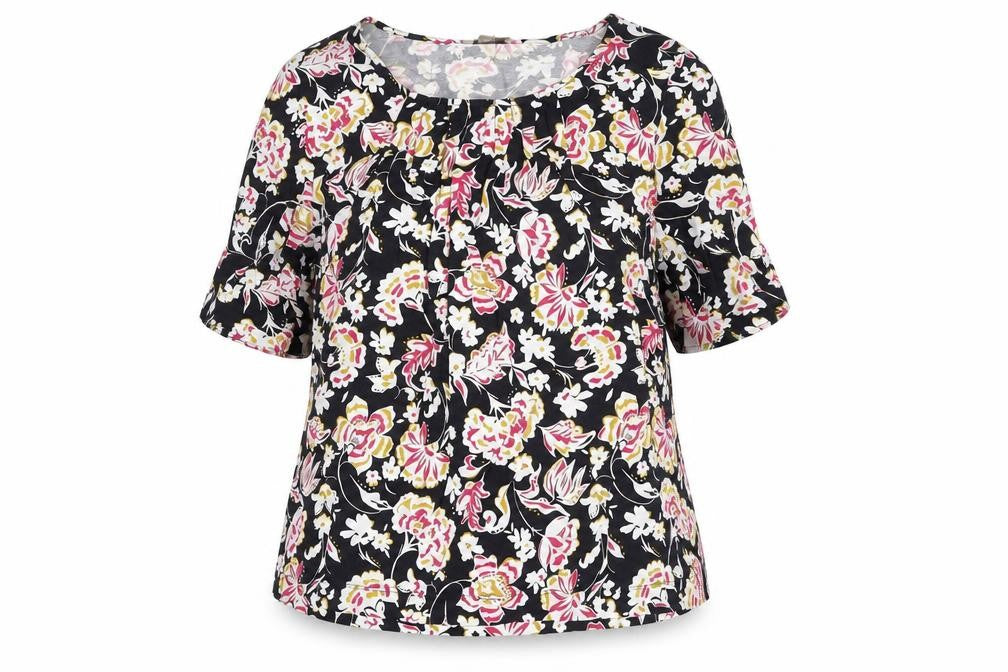 Front view of Hobbs Women’s Multicoloured Floral Jersey Tunic Blouse, size M