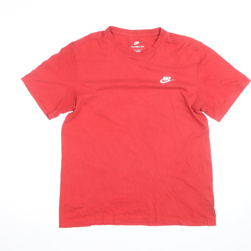 Nike Men's Red Crew Neck Short Sleeve Cotton T-Shirt M