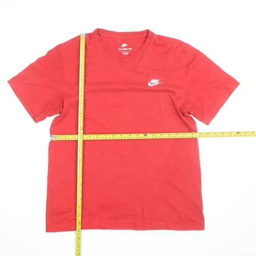 Nike Men's Red Crew Neck Short Sleeve Cotton T-Shirt M