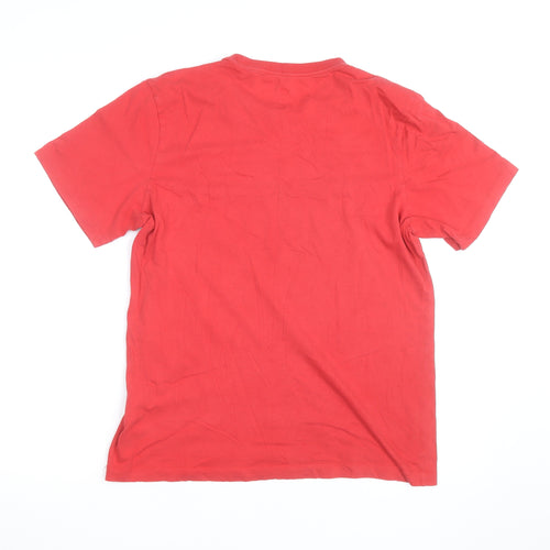 Nike Men's Red Crew Neck Short Sleeve Cotton T-Shirt M