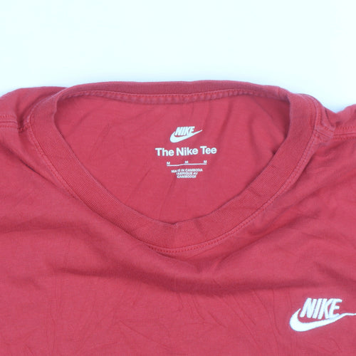 Nike Men's Red Crew Neck Short Sleeve Cotton T-Shirt M