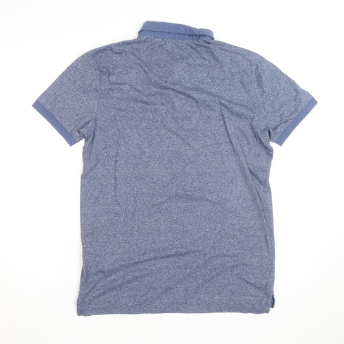 Le Shark Men's Blue Button-Down Collar Short Sleeve Polo Shirt Size M