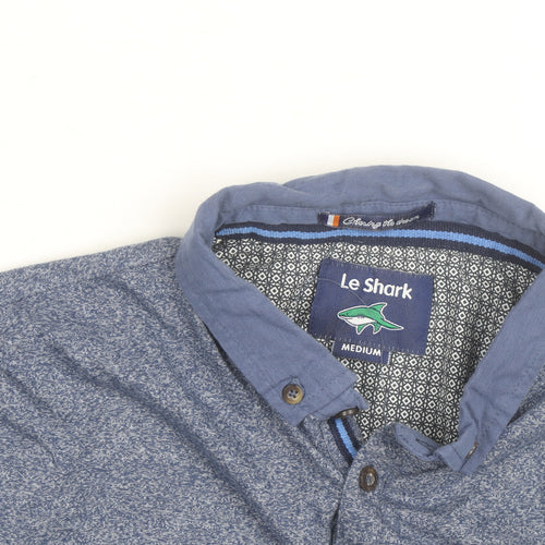 Le Shark Men's Blue Button-Down Collar Short Sleeve Polo Shirt Size M