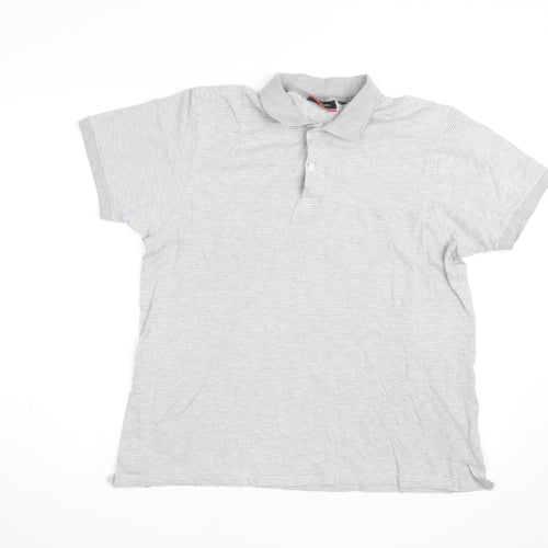 Pierre Cardin Men’s Grey Striped Cotton Blend Polo Shirt Size L