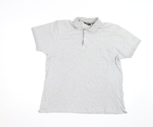 Pierre Cardin Men’s Grey Striped Cotton Blend Polo Shirt Size L