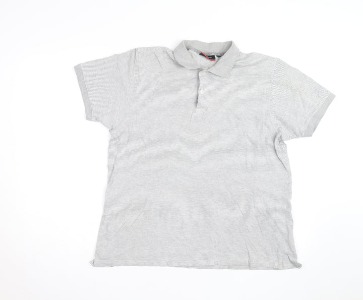 Pierre Cardin Men’s Grey Striped Cotton Blend Polo Shirt Size L