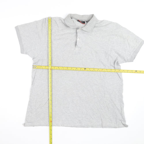 Pierre Cardin Men’s Grey Striped Cotton Blend Polo Shirt Size L