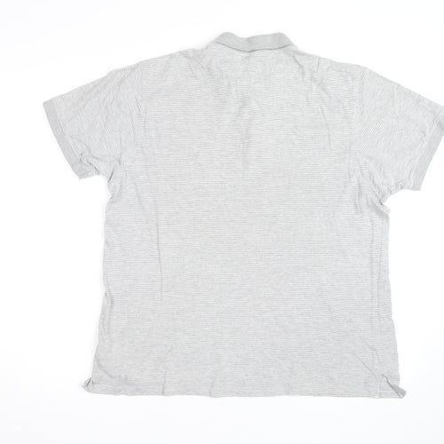 Pierre Cardin Men’s Grey Striped Cotton Blend Polo Shirt Size L