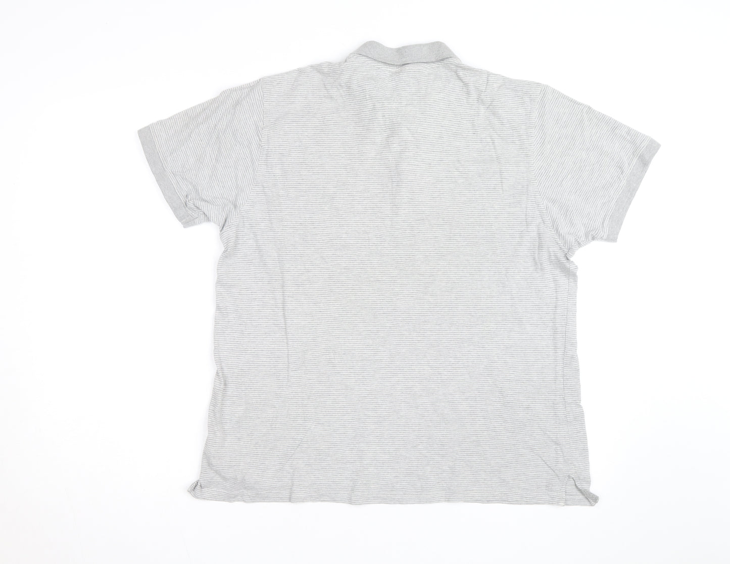 Pierre Cardin Men’s Grey Striped Cotton Blend Polo Shirt Size L