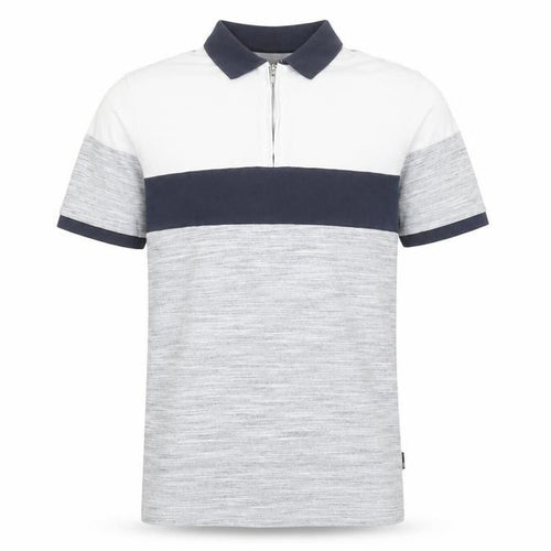 Burton Menswear London Men's Grey Colourblock Quarter Zip Polo Shirt Size S