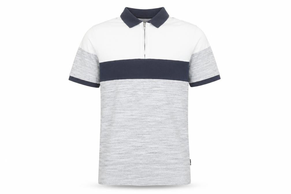 Burton Menswear London Men's Grey Colourblock Quarter Zip Polo Shirt Size S