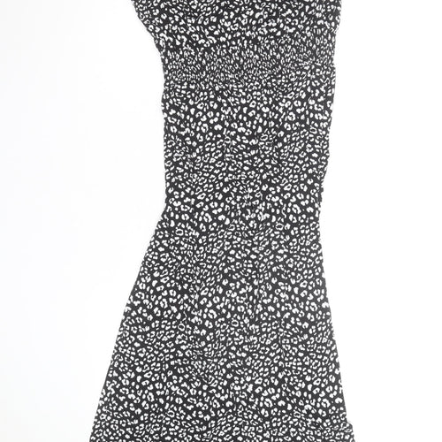 Papaya Women’s Black Animal Print Midi Fit & Flare Dress Size 14