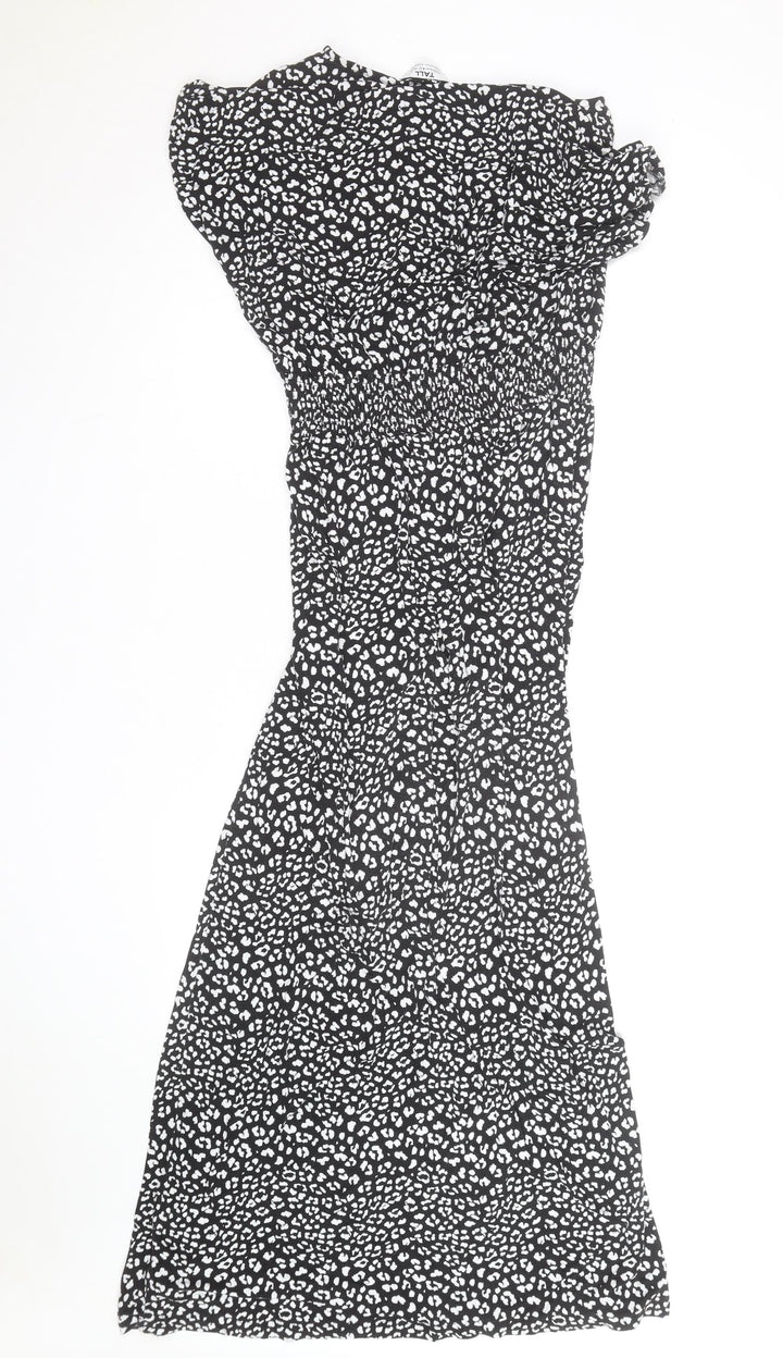 Papaya Women’s Black Animal Print Midi Fit & Flare Dress Size 14
