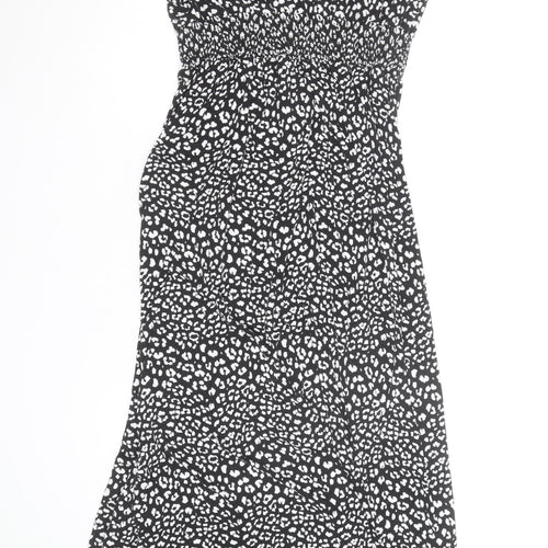 Papaya Women’s Black Animal Print Midi Fit & Flare Dress Size 14