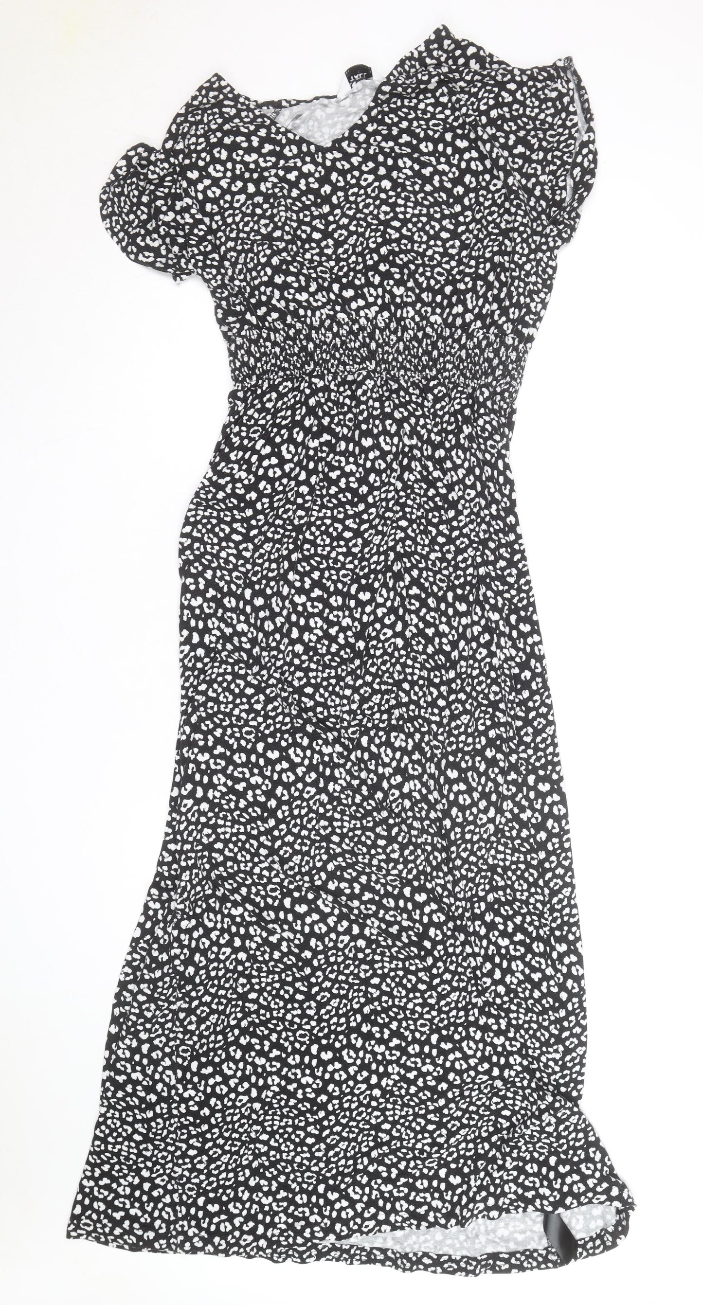 Papaya Women’s Black Animal Print Midi Fit & Flare Dress Size 14