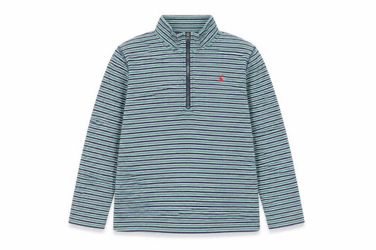 Joules Boys Blue Stripe 1/4 Zip Cotton Jumper 11-12 Years