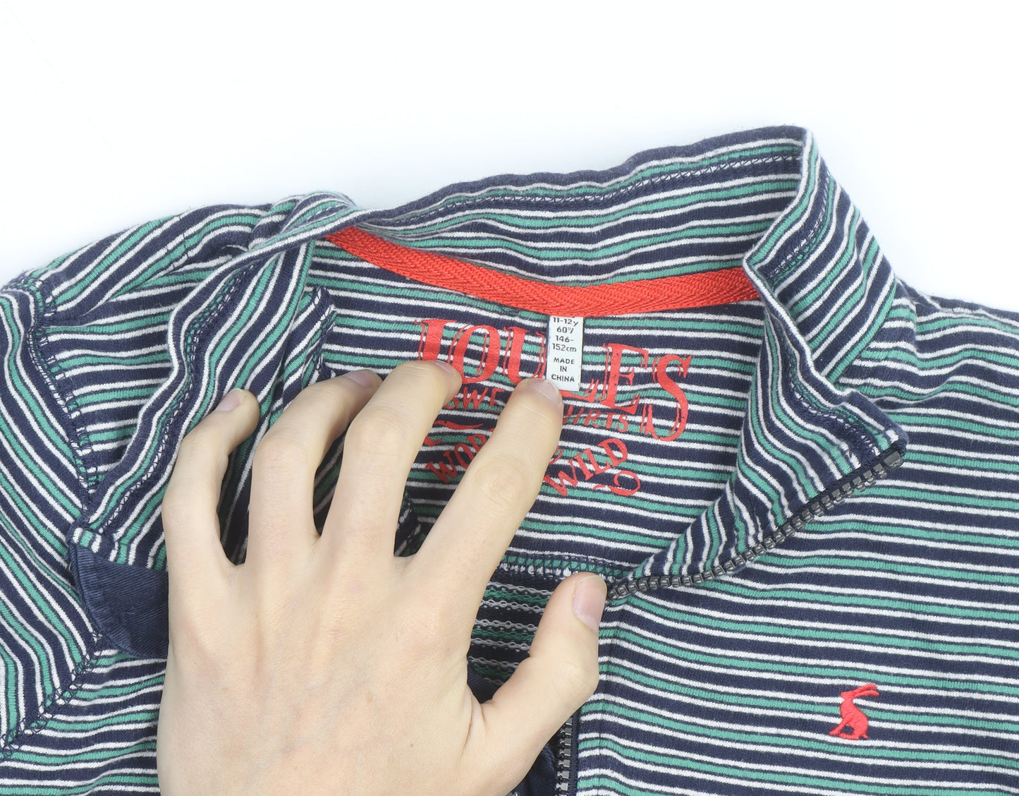 Joules Boys Blue Stripe 1/4 Zip Cotton Jumper 11-12 Years