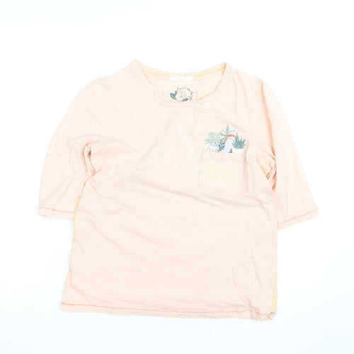 White Stuff Women's Pink Floral 3/4 Sleeve Cotton T-Shirt Size 10