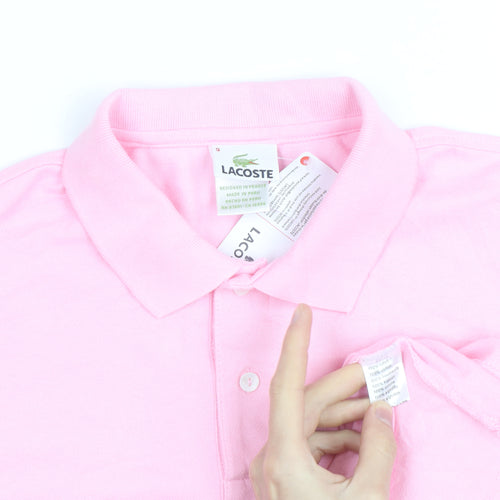 Lacoste Men’s Pink Cotton Polo Shirt Size 10XL Classic Fit