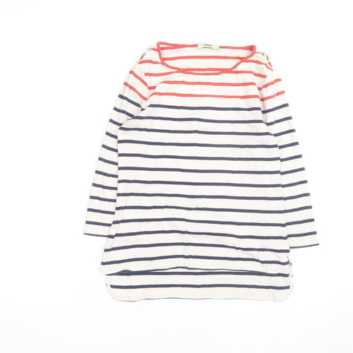 Oasis Women’s Multicoloured Striped 3/4 Sleeve Boat Neck Cotton Top M