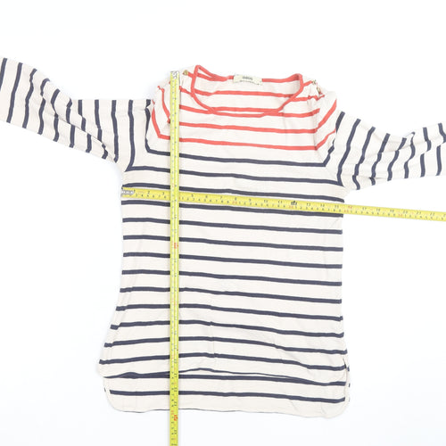 Oasis Women’s Multicoloured Striped 3/4 Sleeve Boat Neck Cotton Top M