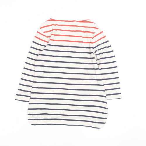 Oasis Women’s Multicoloured Striped 3/4 Sleeve Boat Neck Cotton Top M