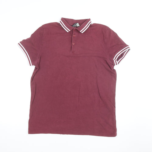 ASOS Men’s Red Cotton Polo Shirt Size L Collared Short Sleeve