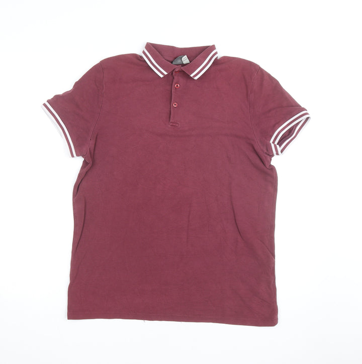 ASOS Men’s Red Cotton Polo Shirt Size L Collared Short Sleeve