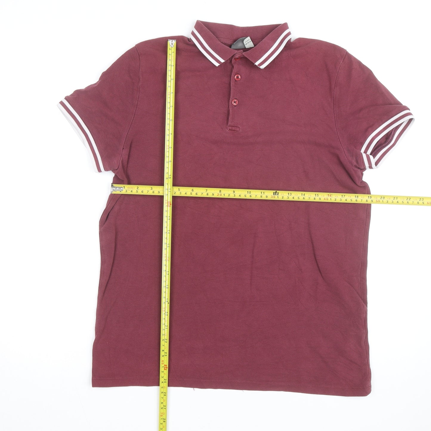 ASOS Men’s Red Cotton Polo Shirt Size L Collared Short Sleeve