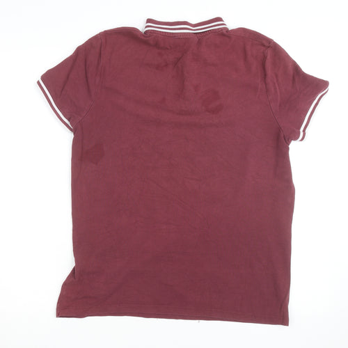 ASOS Men’s Red Cotton Polo Shirt Size L Collared Short Sleeve