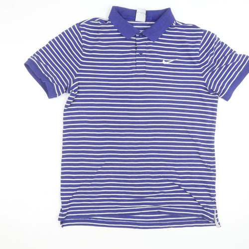 Nike Men's Blue Striped Polo Shirt Size M Regular Fit